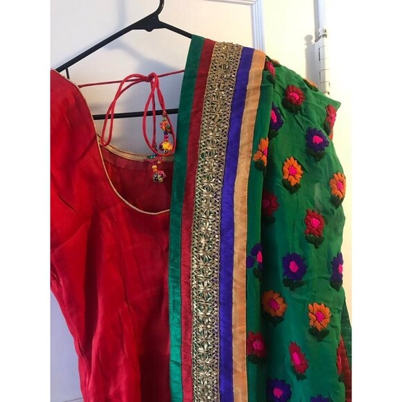 Handmade Silk Punjabi Suit Traditional Indian Outfit - Picture 2 of 8